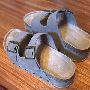 BAMBOO Gray Platform Shoes with Adjustable Straps